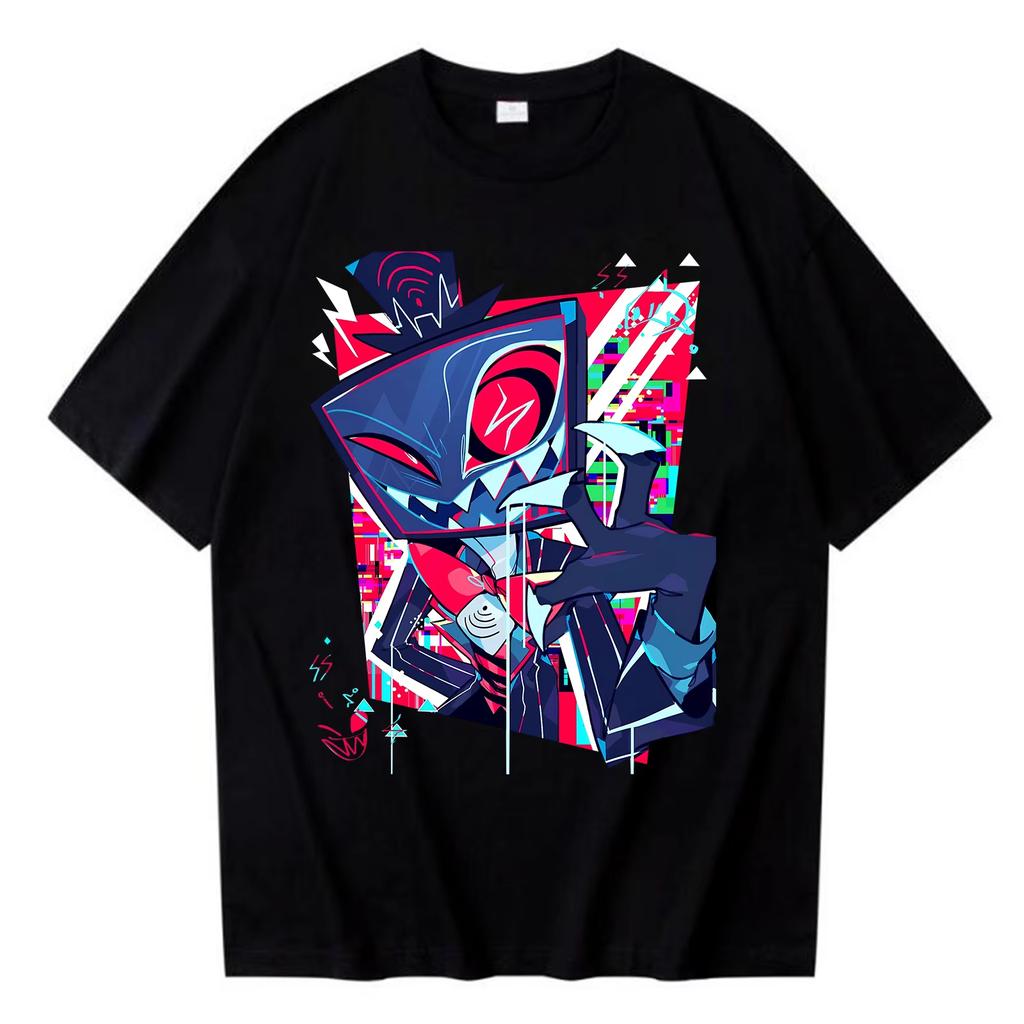 Hazbins Hotels Graphic Cotton shirt Men Retro 2026 hit show TV drama Summer unisex Harajuku Fashion Short sleeve Loose Tshirt