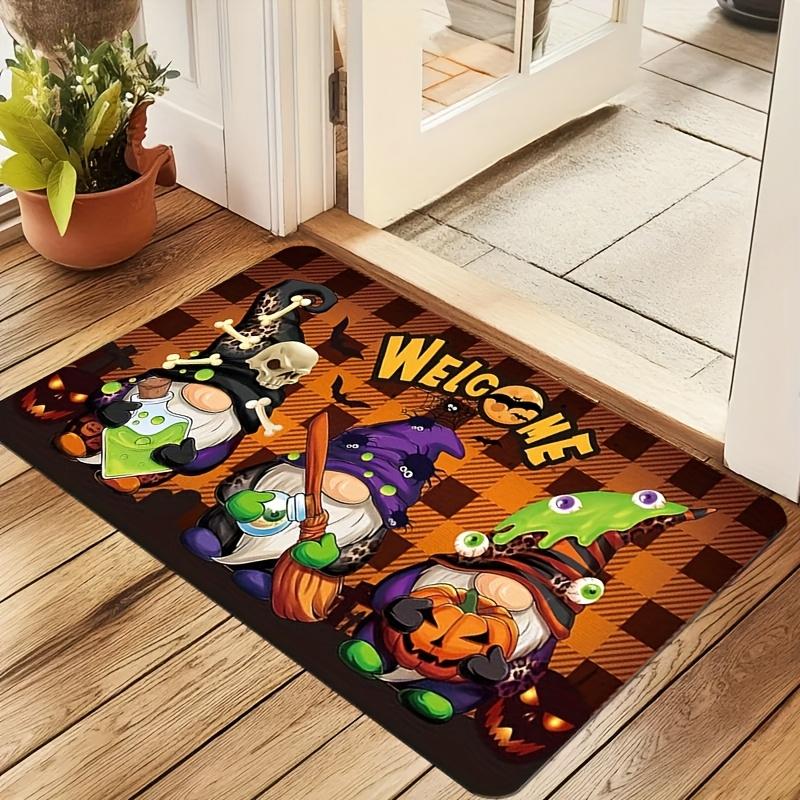 

1 шт. Хэллоуинский коврик в форме гнома-ведьмы, нескользящий мягкий придверный коврик для кухни, ванной комнаты, сезонный причудливый коврик для помещений, украшение 50X80CM