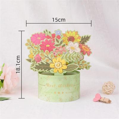 Kolorowy Bukiet Kwiatów Kartka z Podziękowaniem Kartka Urodzinowa Pop-Up Ręcznie Robione Kartki z Życzeniami 3D dla Kobiet Matki Mamy Żony Dropship