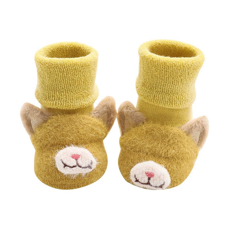 Verdickte Kinder-Mittelwadensocken: Warme, rutschfeste Cartoon-Babysocken für die ersten Gehversuche