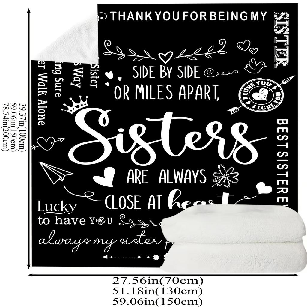 1pc Black Blanket Birthday Gift for Sister Smooth Flannel Blanket for Home Living Room Bedroom Decor a New Year Christmas Gift