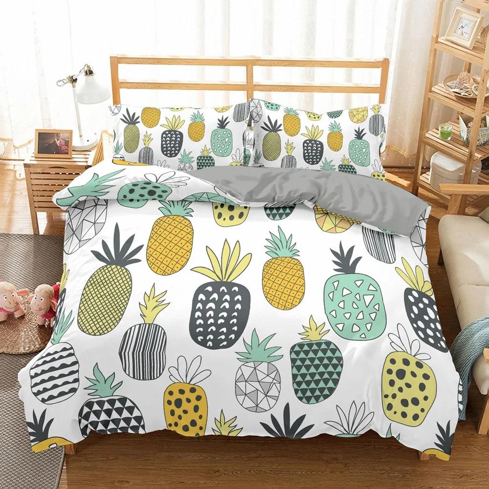 Fruit Pineapple Duvet Cover Yellow Tropical Fruit Plants Theme For Children Boys Girls Teens For Bedroom Decoration Queen King