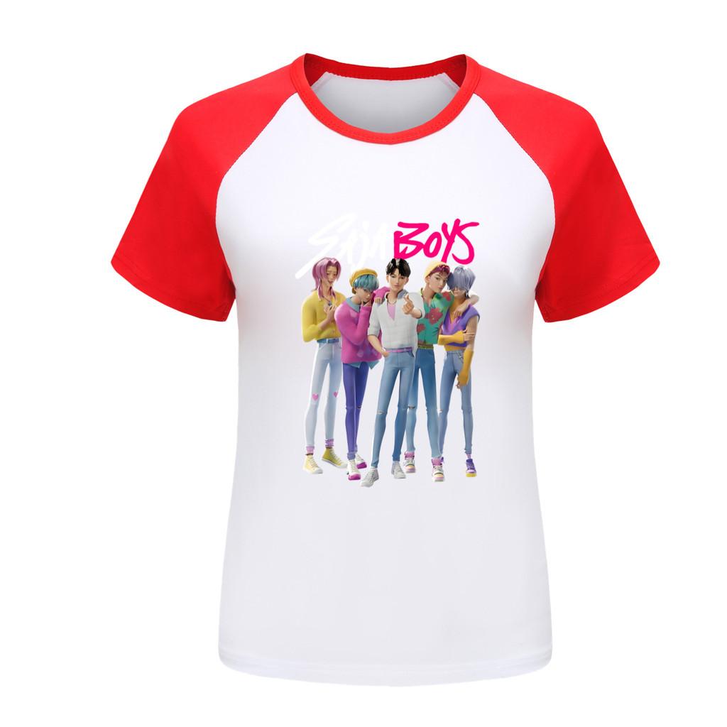 4986 Kids Girls Sajaboys Rumi Zoey Mira Print Raglan Short Sleeves T-Shirt