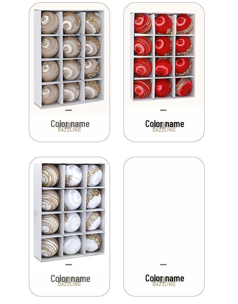 Silk Thread Wave Christmas Balls – Hand-painted Tree Ornaments, 6cm, Set of 12