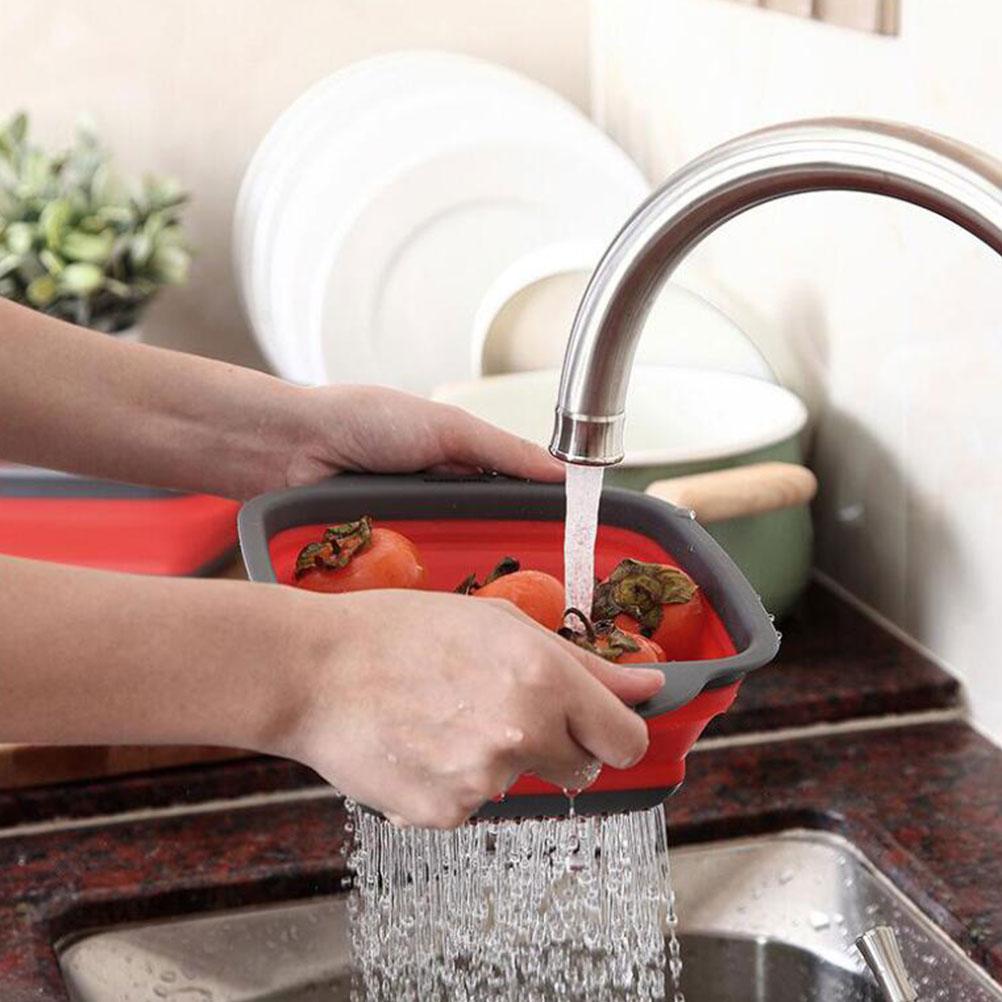 2 Pcs Wash Basin Sink Collapsible Drainer Basket Fruits Household Baskets Food Strainers