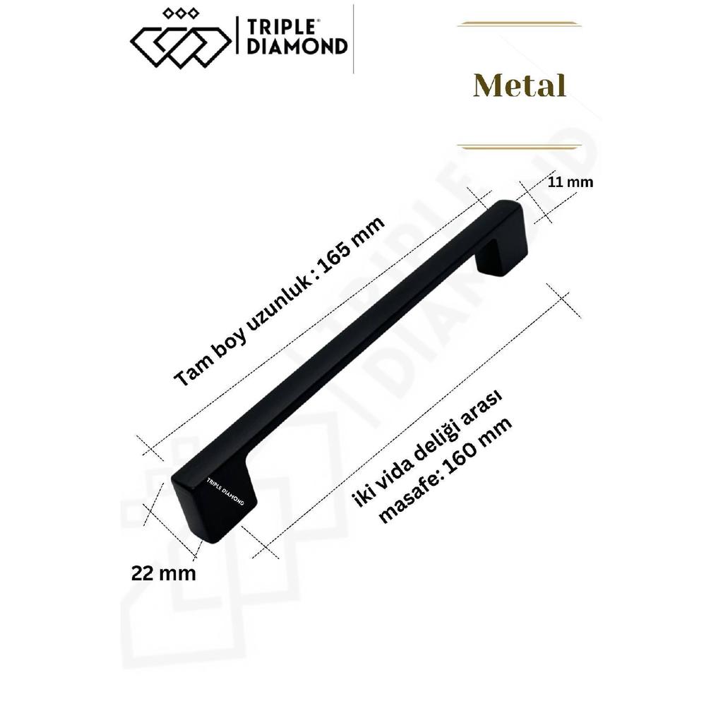 160 Mm Metal Black Drawer Handles Cabinet Kitchen Furniture Handle 1 Piece (16 Cm) = 160mm