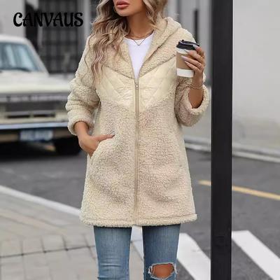 Women's Fall and Winter Cardigan Hooded Medium-length Zipper Loose Plush Jacket