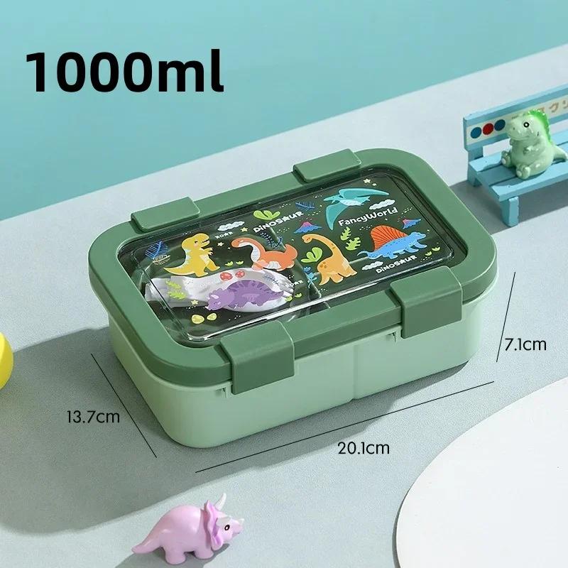 Bento Box Plastic Large Capacity Lunch Box with Soup Bowl and Spoon Children School Picnic Compartment Food Container Gifts