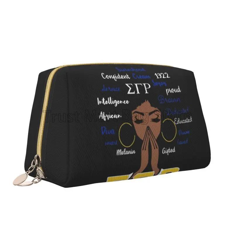 Sigma Gamma Rho Sorority Paraphernalia Gift 1922 SGR Makeup Bag for Women Girls Leather Travel Toiletry Pouch Cosmetic Bag