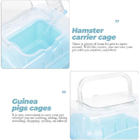 POPETPOP Portable Hamster Cage - Hamster Carrier Hamster Carry Case with Water Bottle Small Animal Travel Cage for Gerbil Hedgehog Squirrel