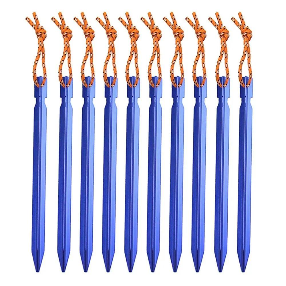 10Pcs/lot 18cm Aluminum Alloy Outdoor Garden Stakes Ground Nail Heavy Duty With Reflective Cord Hammock Camping Windproof Stakes
