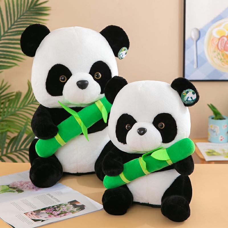 Cute Panda Plush Toy, Long Fur Soft Stuffed Animal, 30cm/55cm Height, Pp Cotton Filling