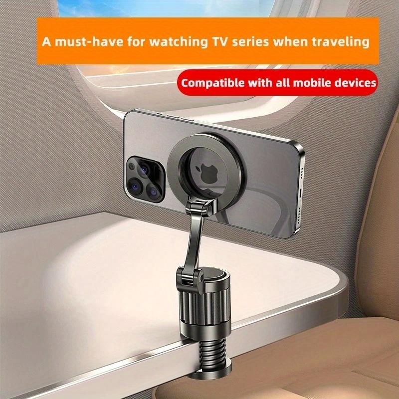 Adjustable Multi- Rotate Magnetic Phone Clip Holder Airplane Travel Essentials Travel Portable Mobile Phone Stand For iP