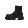 Autumn and Winter Heightening Men's Black Canvas Retro Big Boots, Broken and Old Martin Boots Tooling Boots, Snow Boots