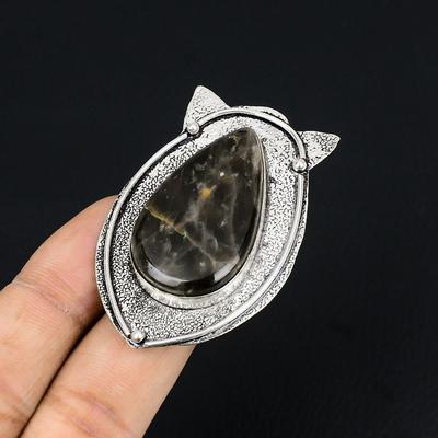 Jahrestagsgeschenk für sie Natürlicher Fume-Achat Mehrsteinring Größe 7.5 925 Silber
