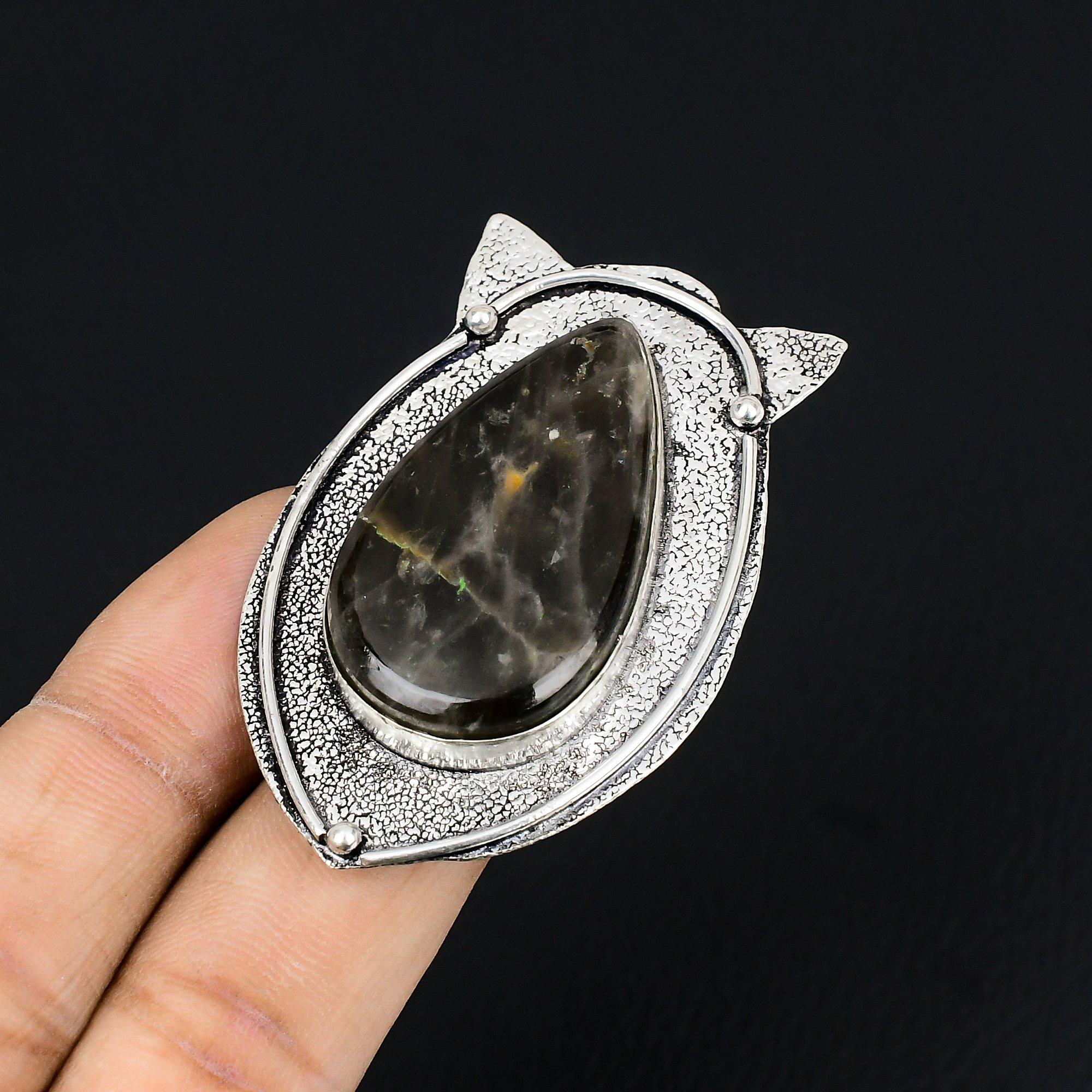 Anniversary Gift For Her Natural Fume Agate Multi Stone Ring Size 7.5 925 Silver 7.5