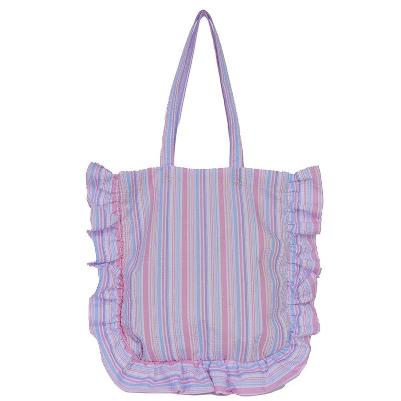Fresh Checkered Ruffle One-Shoulder Lace Backpack: Cute Korean Style Tote for Daily Commute and Students