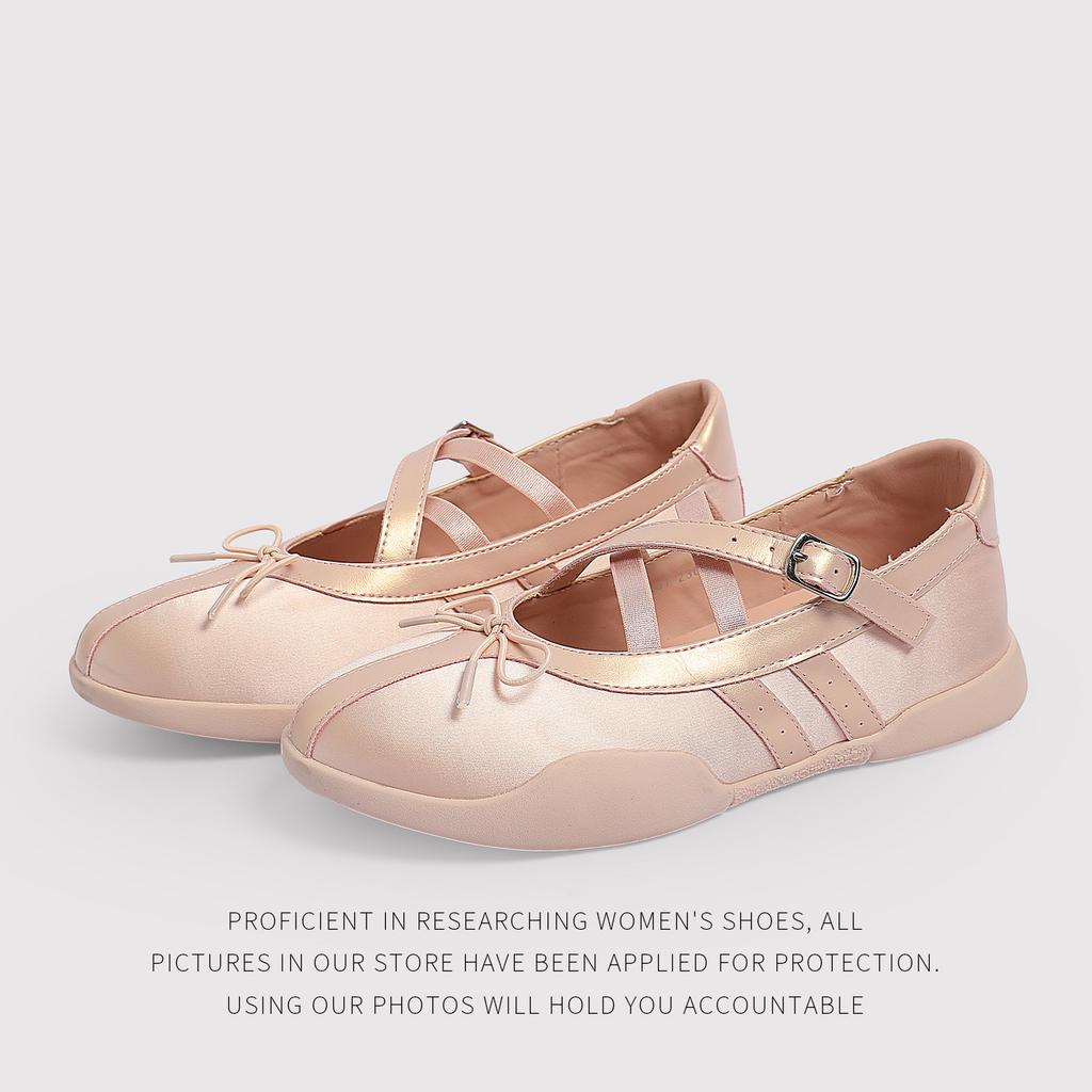 Bow Flat Single Shoes Women'S Shoes Summer Mary Jane Small Leather Shoes Sports Ballet Shoes Light Mouth Sandals
