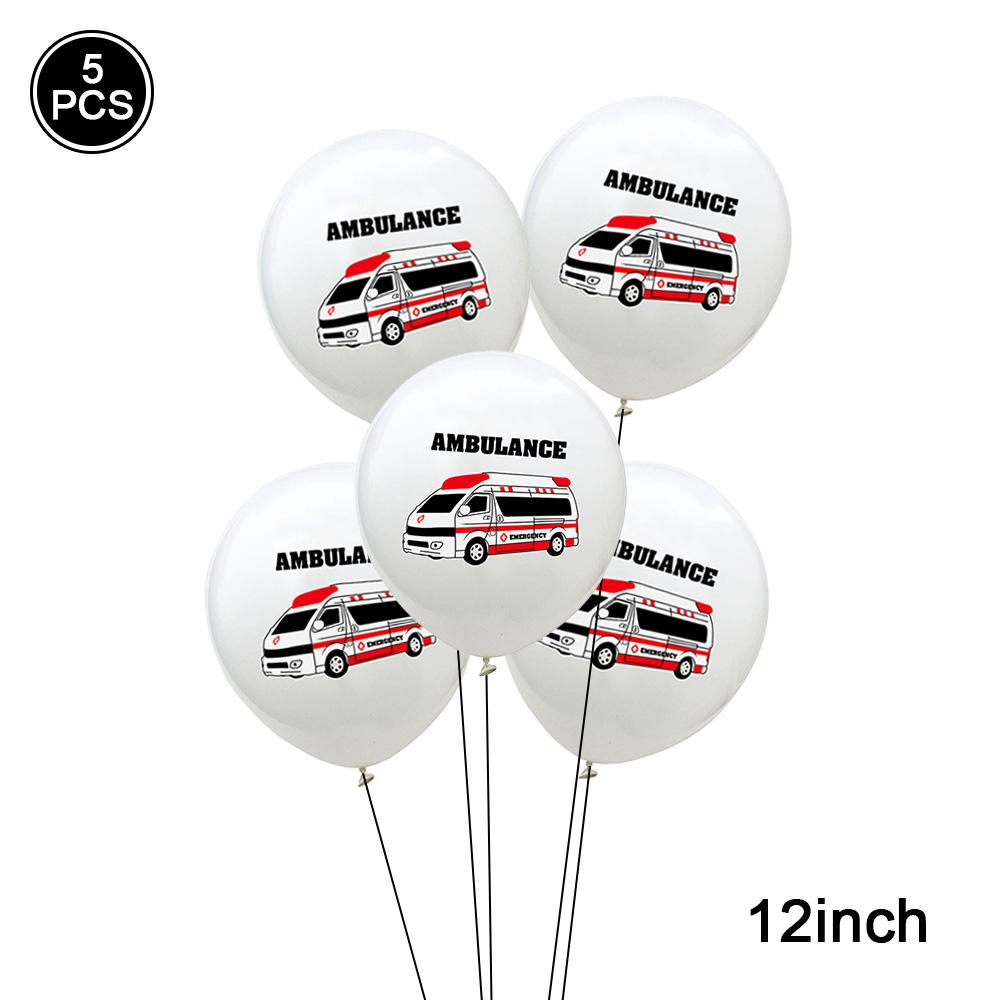 12 Inch Glitter Balloon Cartoon Print Police Car, School Bus, Ambulance Latex Balloon Safety Knowledge Party Decoration