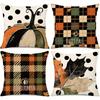 4Pcs Linen Fall Pillow Covers - Thanksgiving Decor With Polka Dots, Pumpkins, Maple Leaves Buffalo Check Plaid, Autumn Harvest