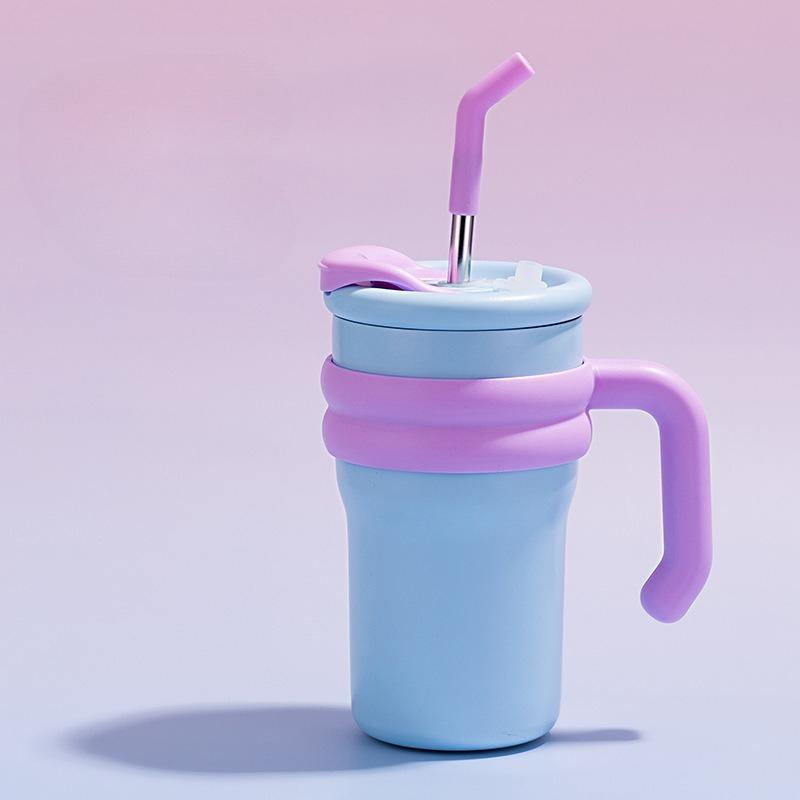 500ML Insulated Cup Cold and Hot Coffee Tumbler with Handle Lid Straw 316 Stainless Steel Water Bottle Vacuum Thermos Cup
