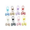 Colorful Striped Bow Keyring Pendant for Bags