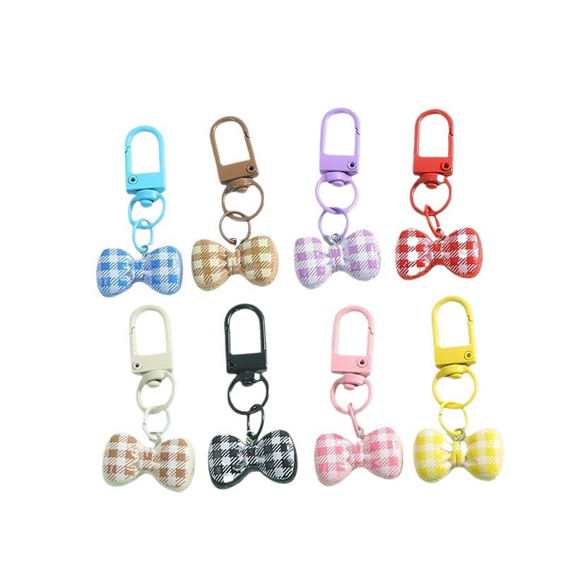Colorful Striped Bow Keyring Pendant for Bags