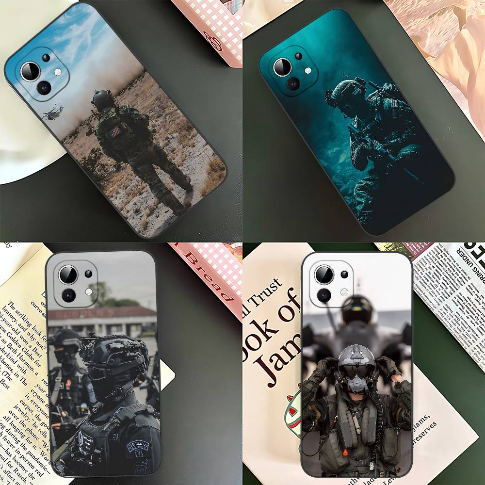 Army Special Forces Slim Black Shockproof Phone Case: Snug Fit For Xiaomi 12,11,12S Ultra & Redmi Note 11,10T,9,9A,8Pro,8T,5G