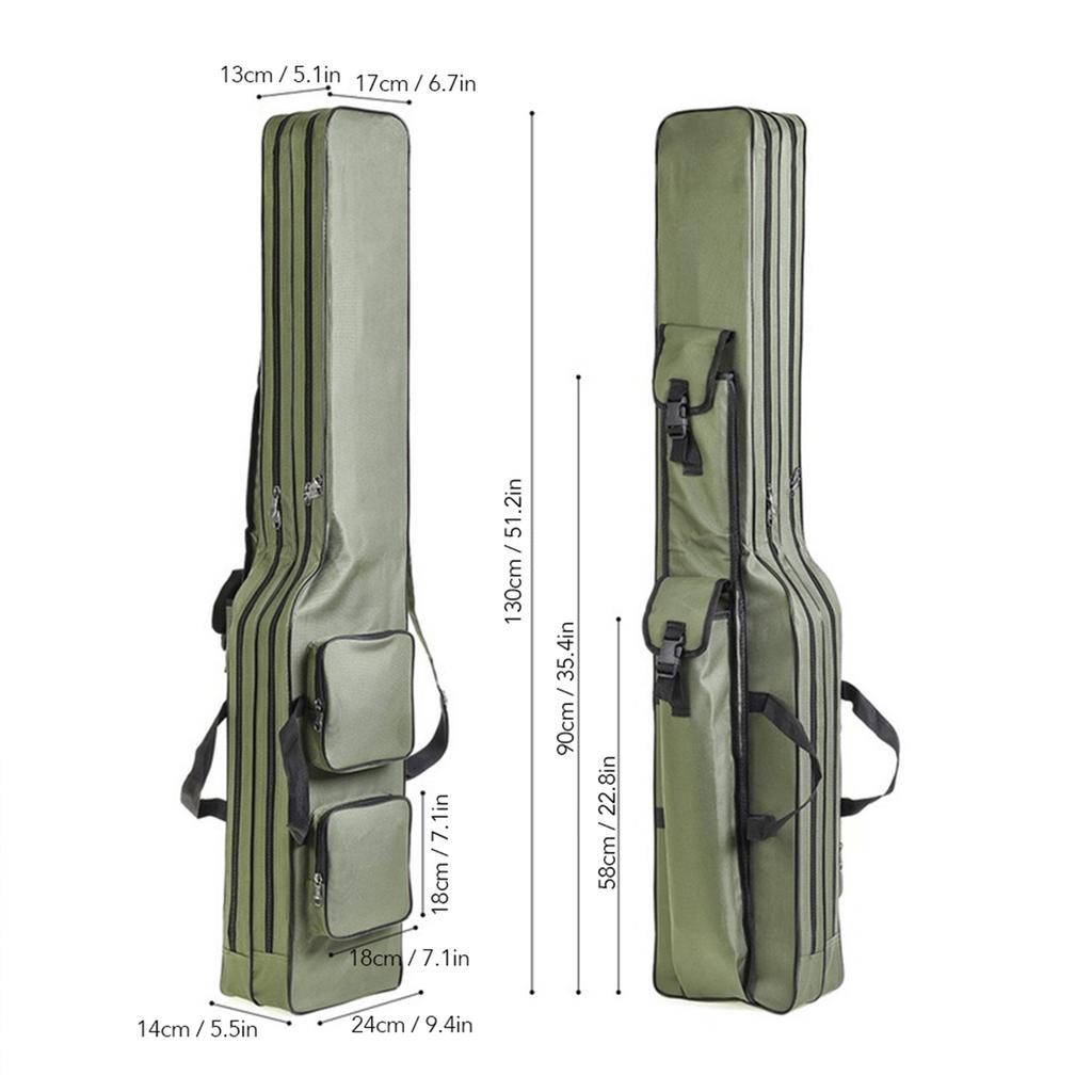 Zwei Schichten 130cm Angelruten-Rollentasche Angelruten-Ausrüstung Tackle Werkzeug Tragekoffer Träger Reisetasche Aufbewahrungstasche Organizer