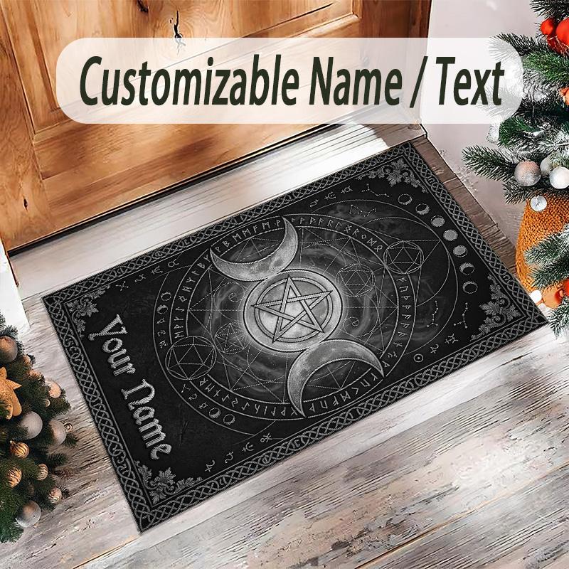 Witchcraft Theme Crystal Velvet Rug Personalized Custom Name Text Soft Floor Mat Home Decor