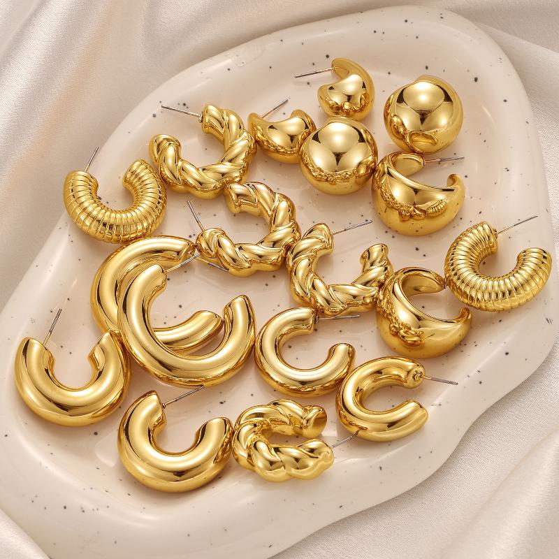 Texture Geometry Multi Shaped Women'S  Ring Earring Set Elegant  Style Unique Design Earrings