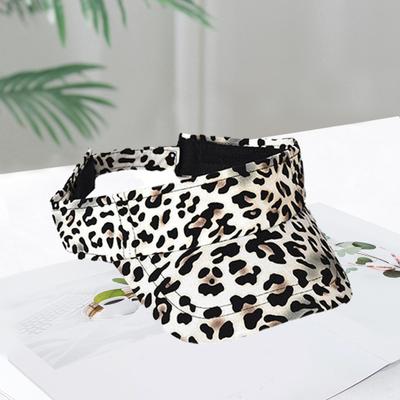 Empty Roof Leopard Print Adjustable Fastener Tape Sun Hat Women Extended Brim Tennis Sport Hat Fashion Accessories