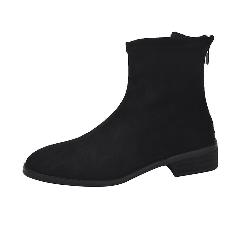 Suede pointed spring and autumn single boots fashion boots low heel fashion rear zipper tooling boots large size