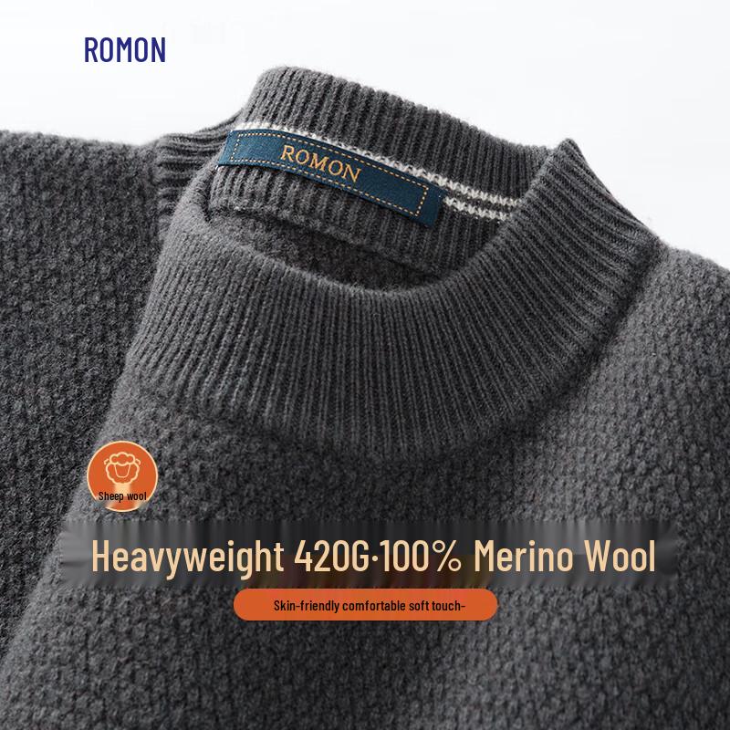 

Romon Men s Heavyweight 100% Wool Crew Neck Sweater 2XL
