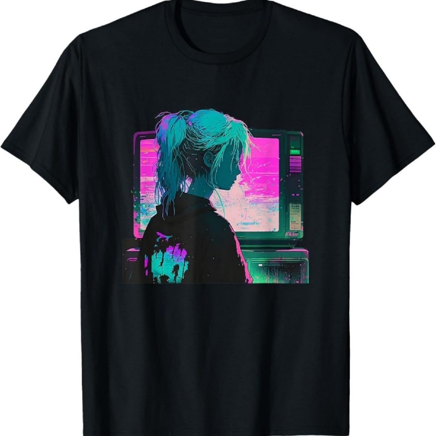 

Эстетика вейпорвейва Глитч Аниме Ретровейв Синтвейв Футболка XXXXXL чёрный