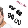 4 Paar Herren Damen Schwarz Edelstahl Ohrstecker Runde Hantel Ohrstecker Set