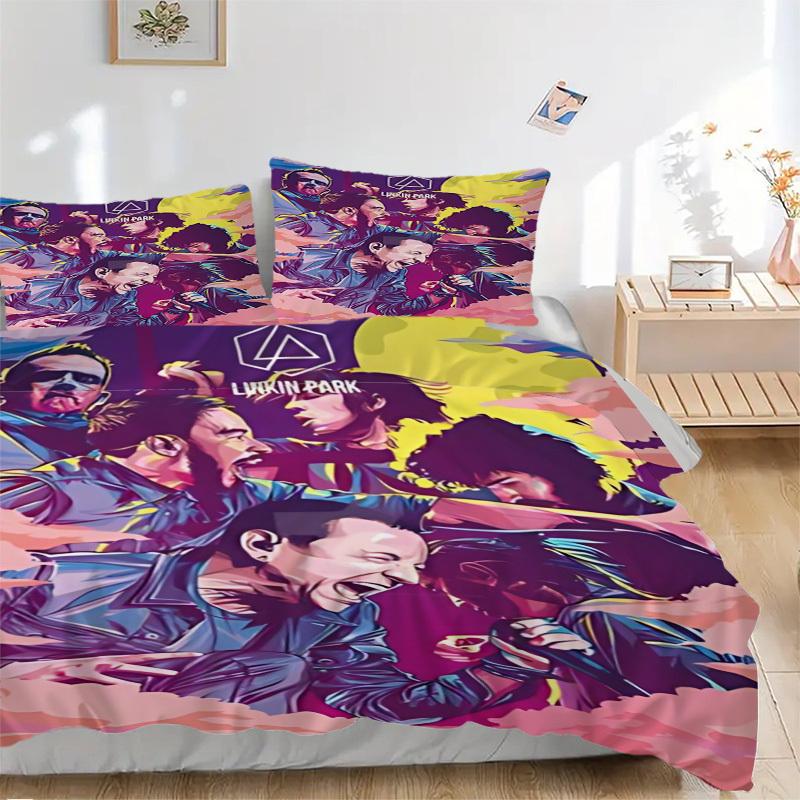 

3pcs Linkin Park Music Band Duvet Cover Set - Machine Washable, Includes 1 Duvet Cover and 2 Pillowcases, No Core Included yy251022163 135x200cm
