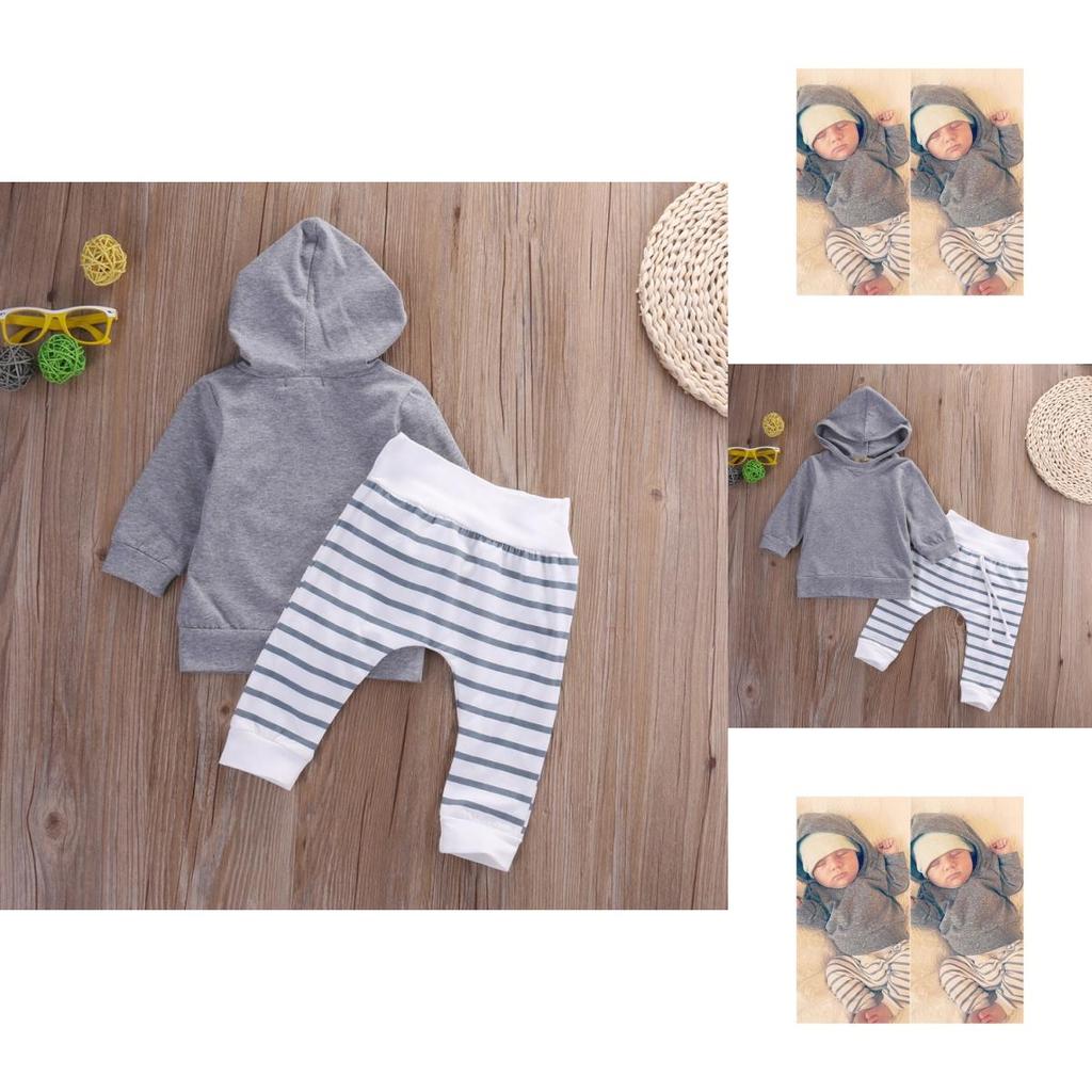 Toddler Kids Baby Boys Cozy Hooded Shirt Tops And Comfortable Pants Twopiece Outfits