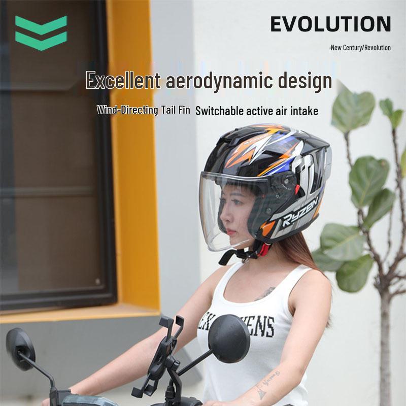 Universal Men's/Women's Summer Breathable Three-Quarter Motorcycle Helmet, Applicable for All Seasons