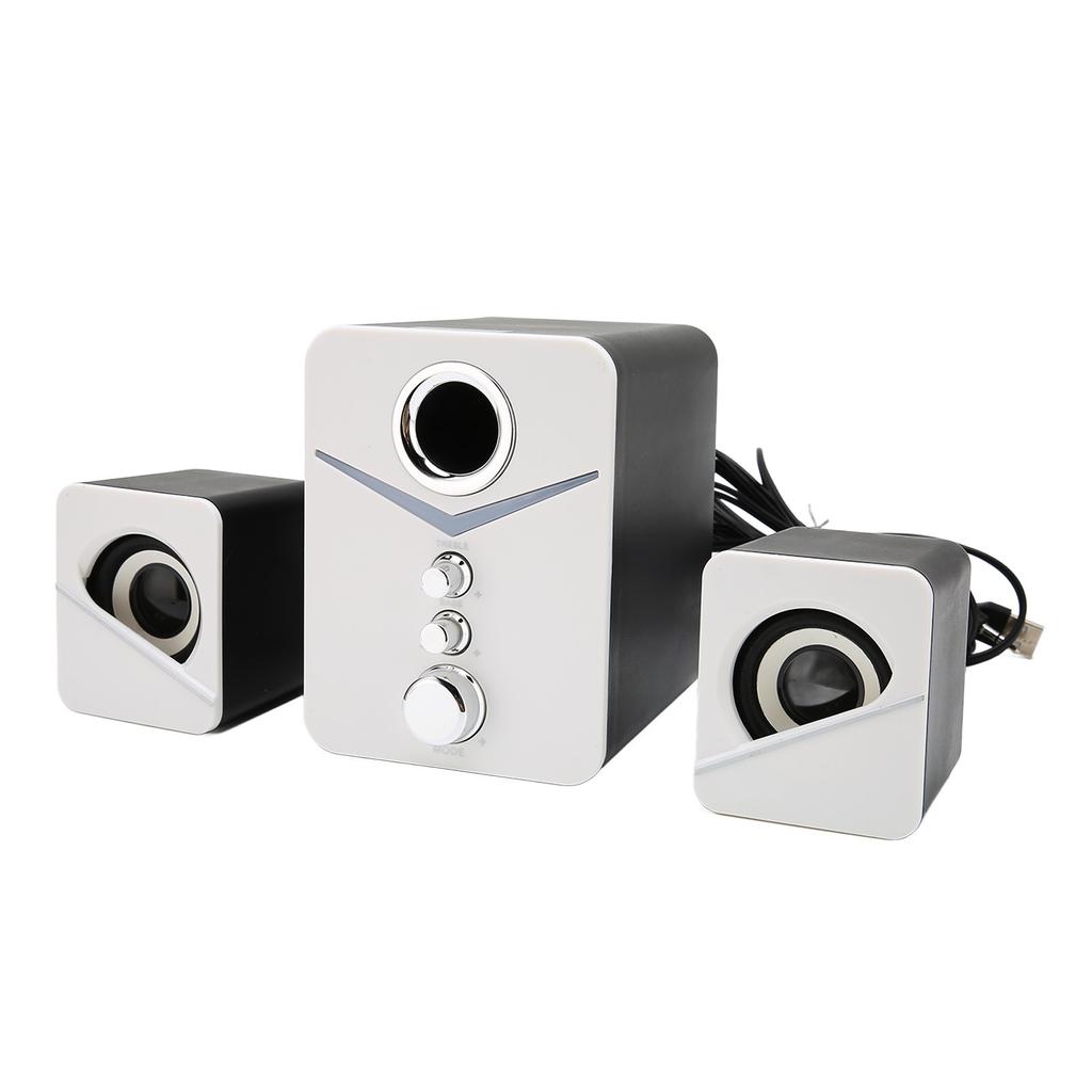 D‑221 Bluetooth Computer Speaker Deep Bass 2.1 Channel Mini Desktop Speaker for Wedding Party White