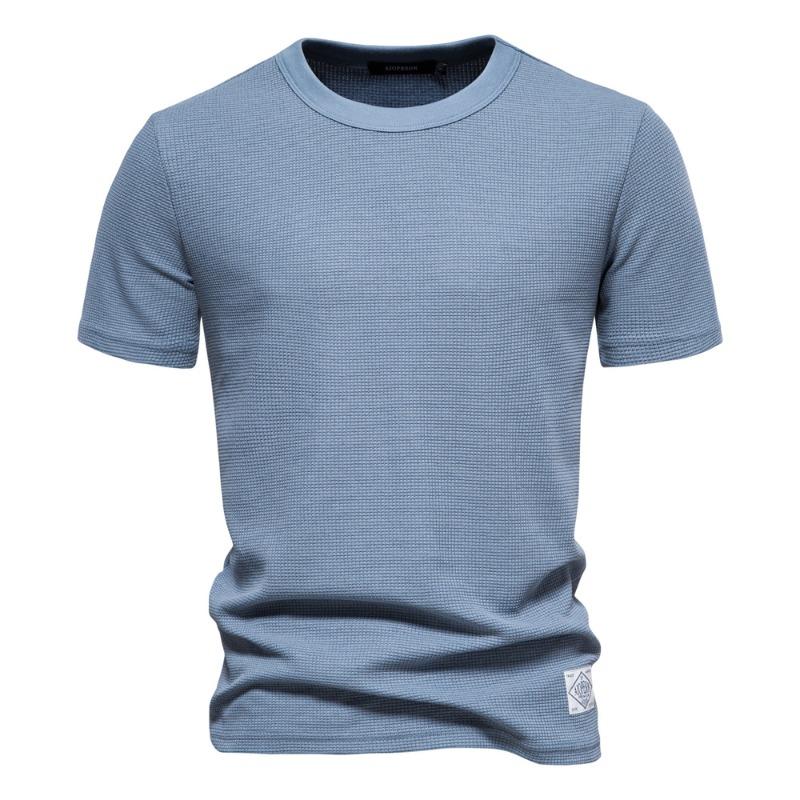 New Waffle T-shirt for Spring and Summer Men's Round Neck