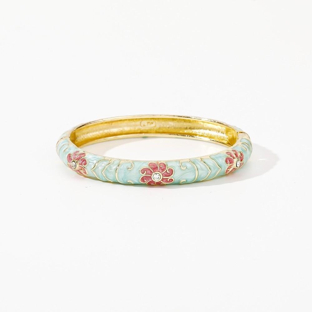 Enamel Vintage Cloisonne Bangle Big Floral Traditional Chinese Flower Bangle Classic Vintage Women's Hand Bracelet Jewelry Gifts