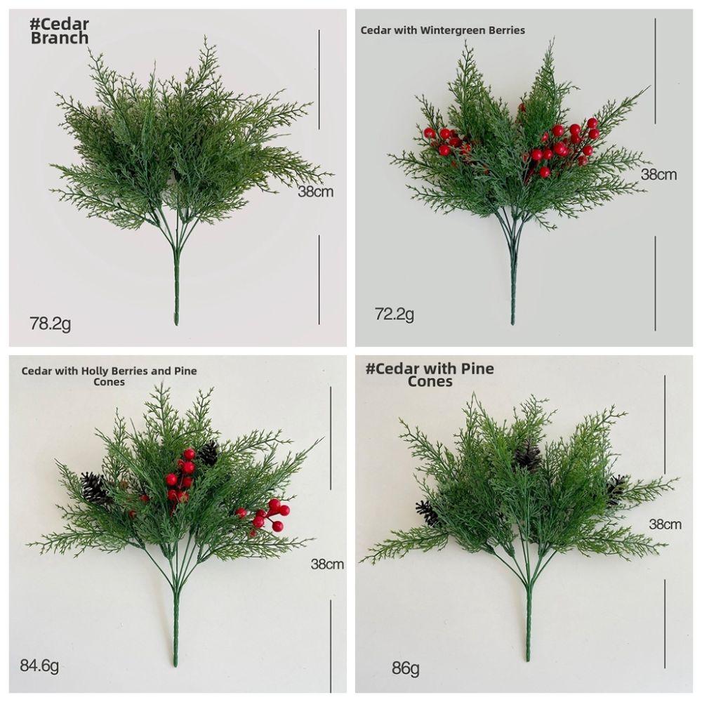 Fake Red Berry Artificial Norfolk Pine Branches Elegant Realistic Christmas Pine Needles Plastic Green Artificial Plastic Plants