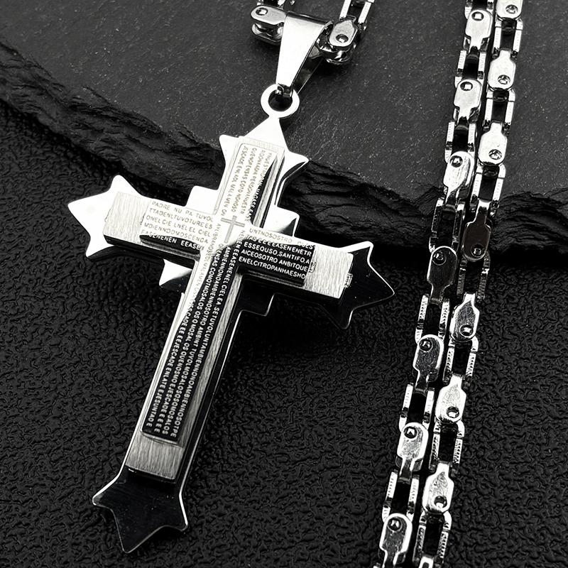 Simple Hip Hop Cross Pendant Necklace for Women Men Stainless Steel Gold Color Christian Punk Chain Amulet Jewelry Gift