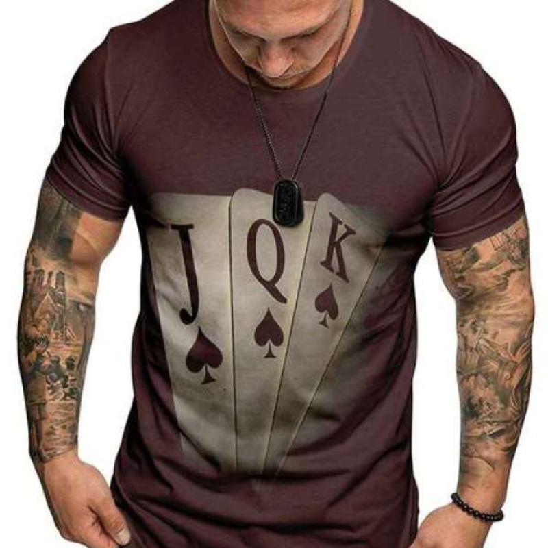 Tricou pentru bărbați la modă Poker JQK Tricou 3d Tricou supradimensionat Streetwear Casual mânecă scurtă Îmbrăcăminte bărbătească de vară Topuri pentru petrecere Tricouri