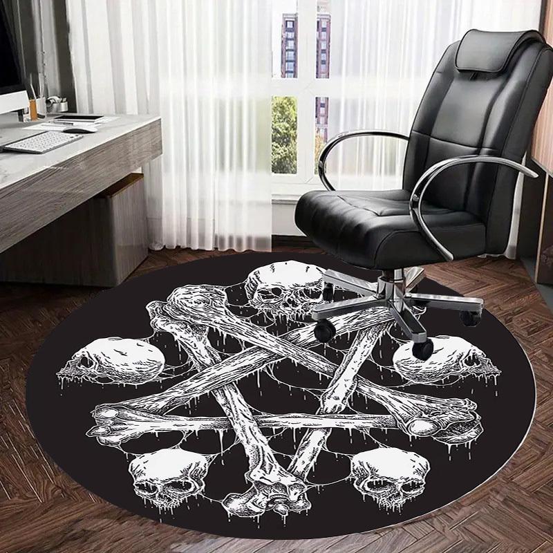 1pc Office Carpet Chair Mats Skulls and Crossbones Tattoo Design Perfect for Decorating Office Chairs, Living Rooms, Or Bedrooms