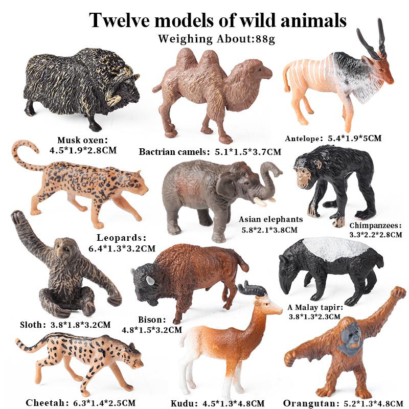 Oenux Small Farm Wild Animal Model Lion Tiger Sheep Pig Dog Action Figures PVC Lovely Miniature Playset Education Kid Toys Gift