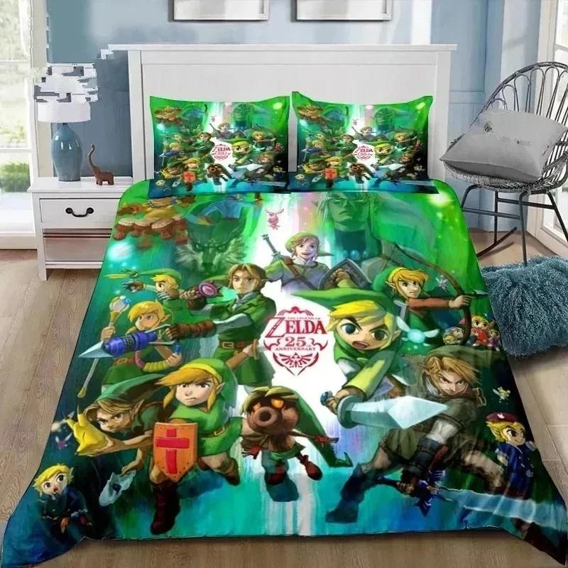 3D Cartoon Zeldas Series Bedding Set Duvet Cover Bed Set Quilt Cover Pillowcase Comforter King Queen Size Boys Adult Bedding Set