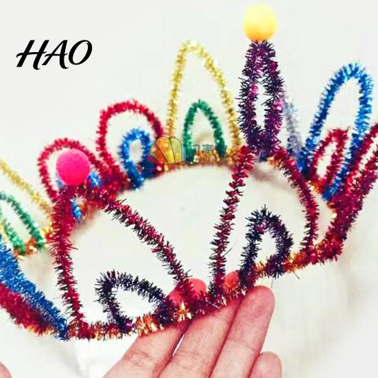 Children's Crafts Chenille Stems 100Pcs Glitter Flexible Bendable Plush Tinsel Kids Educational DIY Craft Supplies Toys Crafting Pipe Cleaners