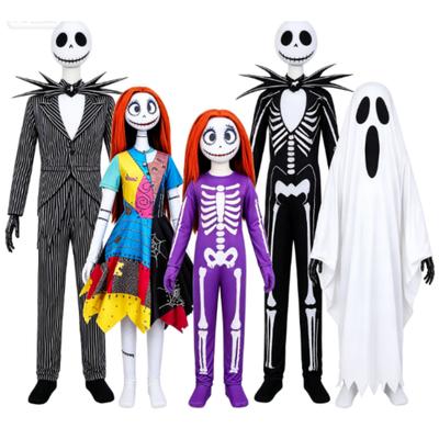 Anime Jack Skellington Cosplay Costume Christmas Night Outfit Black Stripe Dress For Woman Halloween Party Fancy Demon Clothes